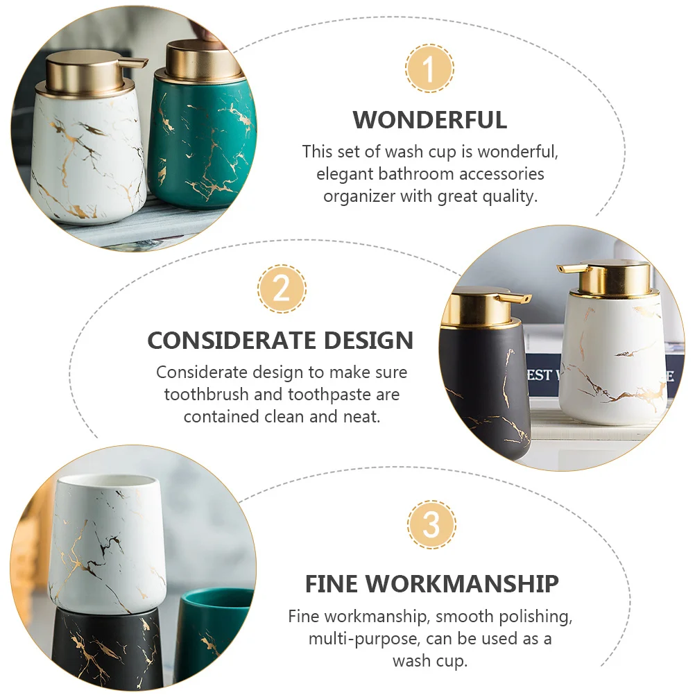 

1Set Ceramic Toilet Washing Container Dark Green Toothpaste Cup Toothbrush Box Soap Dish Lotion Bottle Wash Cup Set Fine