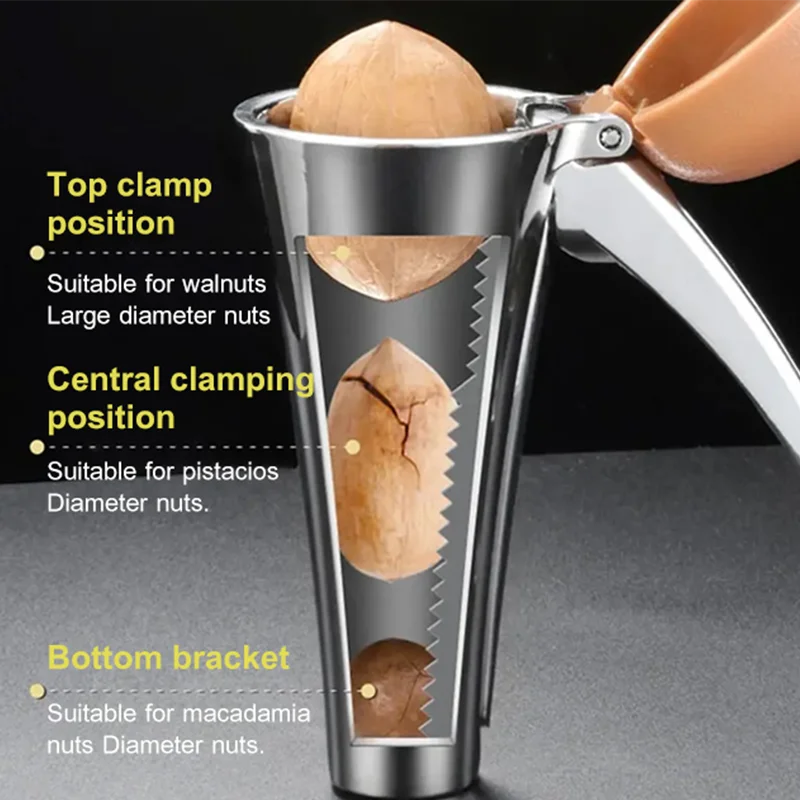 Nut shelling Nutcracker Multi Functional Nut Shelling Tool Funnel Design Nut Cracker Walnut Clip Pecan Macadamia Nut Clamp view 2