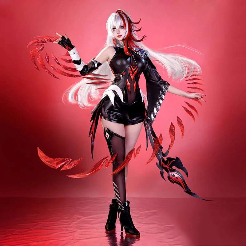 

The Game Honor of Kings Cos YING Cosplay Costume Wig Set Black Dress Sexy Clothing Halloween Anime Party Uniform