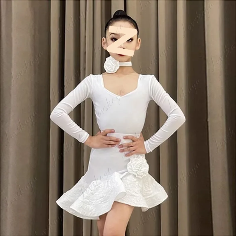 

Профессиональный наряд для выступлений и тренировок для девочек в латинских танцах, высококачественный костюм с длинной юбкой и рыбьей косточкой