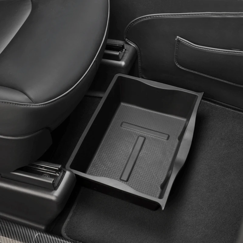 For Tesla Model Y Storage Box Under The Front Seats TPE Material Durable and Textured Designed with The Original Car Mold