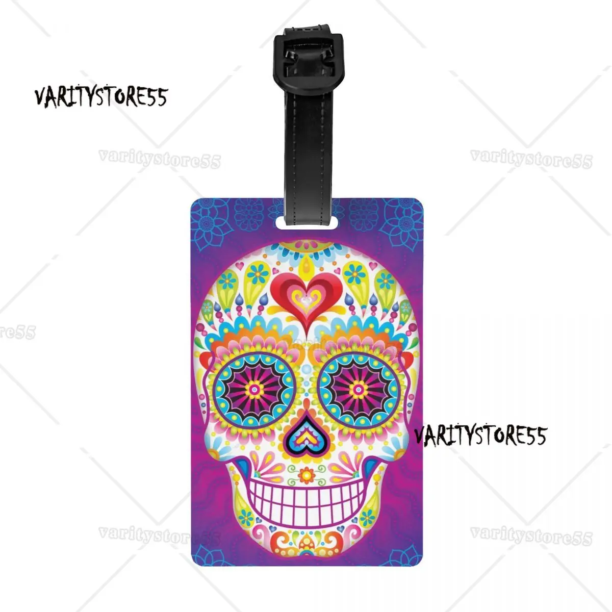 Halloween Psychedelic Sugar Skull Luggage Tags for Suitcases Horror Mexican Day Of The Dead Privacy Cover ID Label