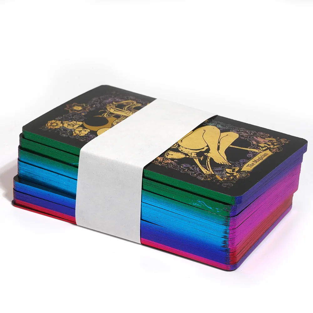 Baraja de Tarot Errante Spirit de 10,3x6cm en una caja de lata con guía para principiantes, edición limitada con bordes dorados