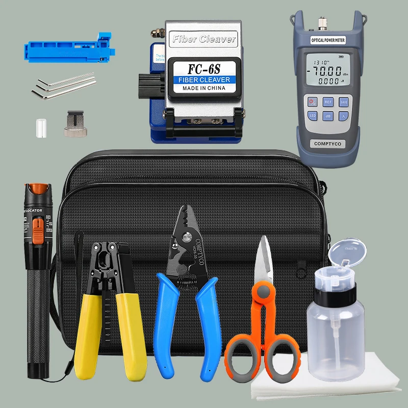 Imagem -03 - Fibra Óptica Tool Kit com Medidor de Potência Óptica Vfl 10mw Cleaver Skl6c Aua x2 Vcfs3 Fiber Stripper Ftth Tool Kits 70-+ 10db