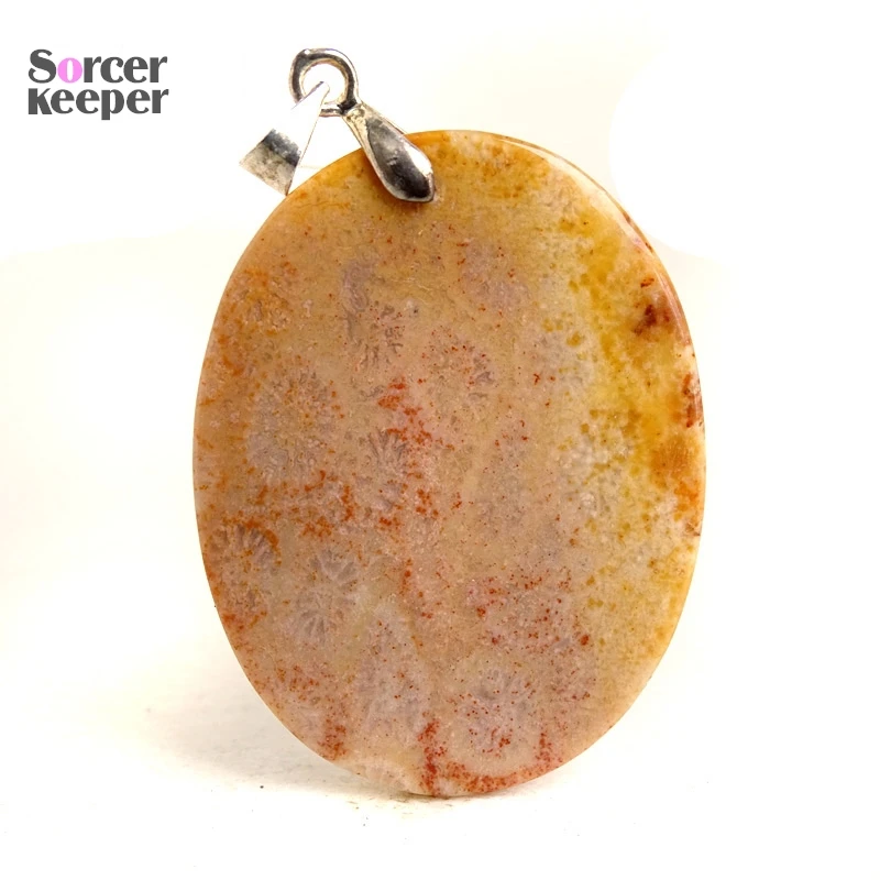 Natural Yellow Chrysanthemum Precious Coral Necklace Pendant Jewelry For Women Men Love Gift Crystal Silver Beads Stone HS315