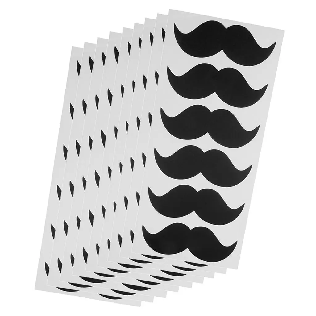 Funny Mustache Stickers Decals Cups Bottle Stickers Salon Barber Shop Decals, 54PCS/9 Sheet