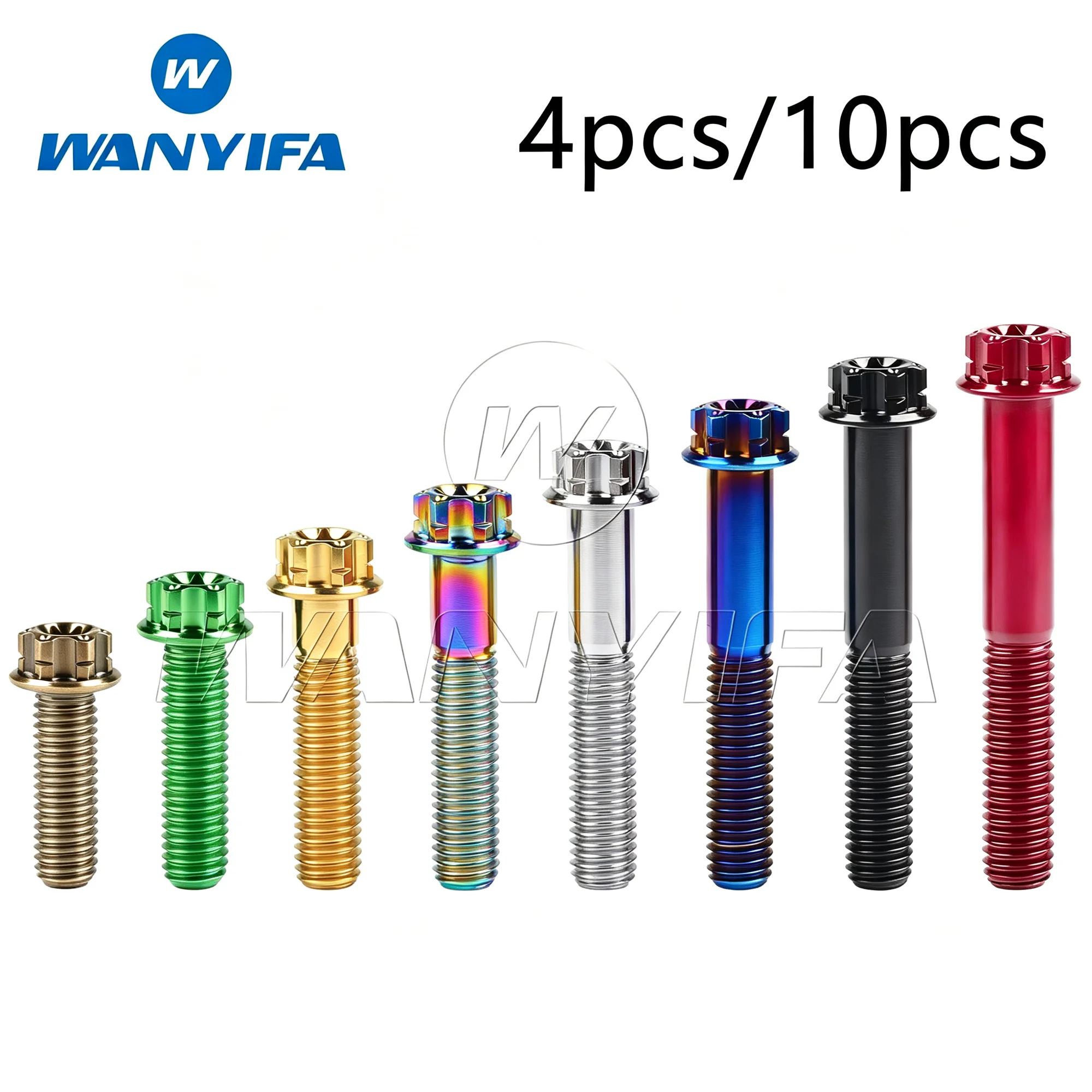 Wanyifa Titanium Bolt M8x20 25 30 35 40 45 50 55mm Torx Flange Head for Motorcycle Modification Decoration 4pcs/10pcs