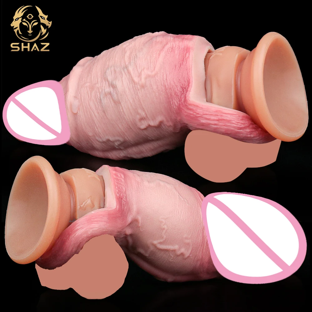 SHAZ واسعة القضيب كم القلفة الحقيقية والوريد دسار غمد مقاس زيادة اثنين من غطاء الديك تأخير القذف الجنس لعب للرجال 18 +