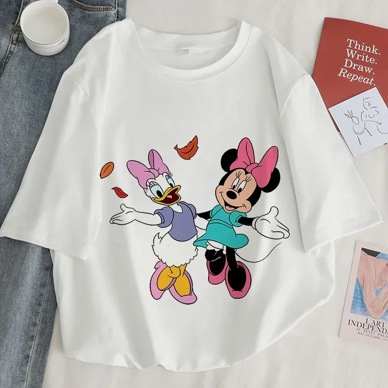 

Модные белые топы Дональд Дак Дейзи футболка с мультяшным принтом женская футболка Harajuku эстетическая футболка Y2k женская футболка одежда подарки