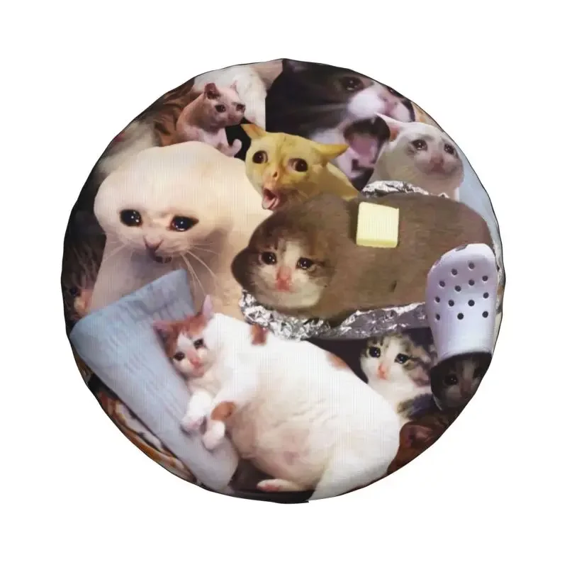 Crying Cat Memes Spare Tire Cover for Toyota RAV4 Prado Jeep RV SUV 4WD 4x4 Animal Car Wheel Protector Covers 14" 15" 16" Inch