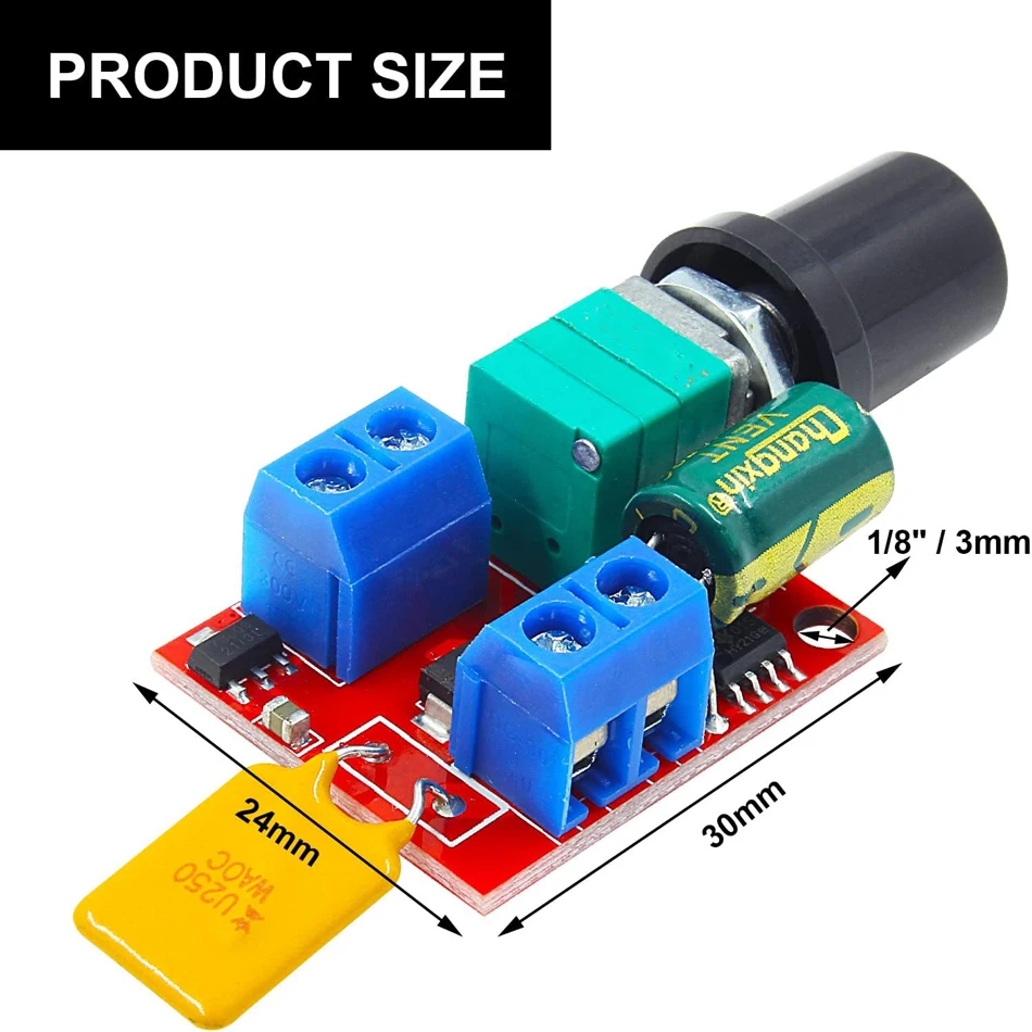 4pcs DC Mini Motor PWM Speed Controller Small LED Dimmer 5A 90W 3V 6V 12V 24V 35V Speed Control Switch 5A 90W PWM image 5