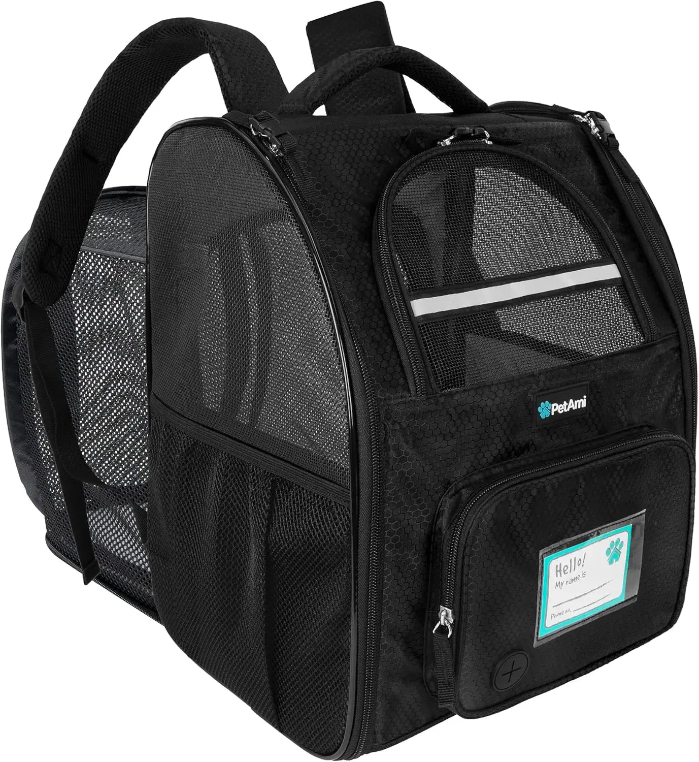 

Расширяемый рюкзак-переноска для домашних животных для путешествий, пеших прогулок, одобренная авиакомпанией, вентилируемая мягкая поддержка, до 18 фунтов, черный