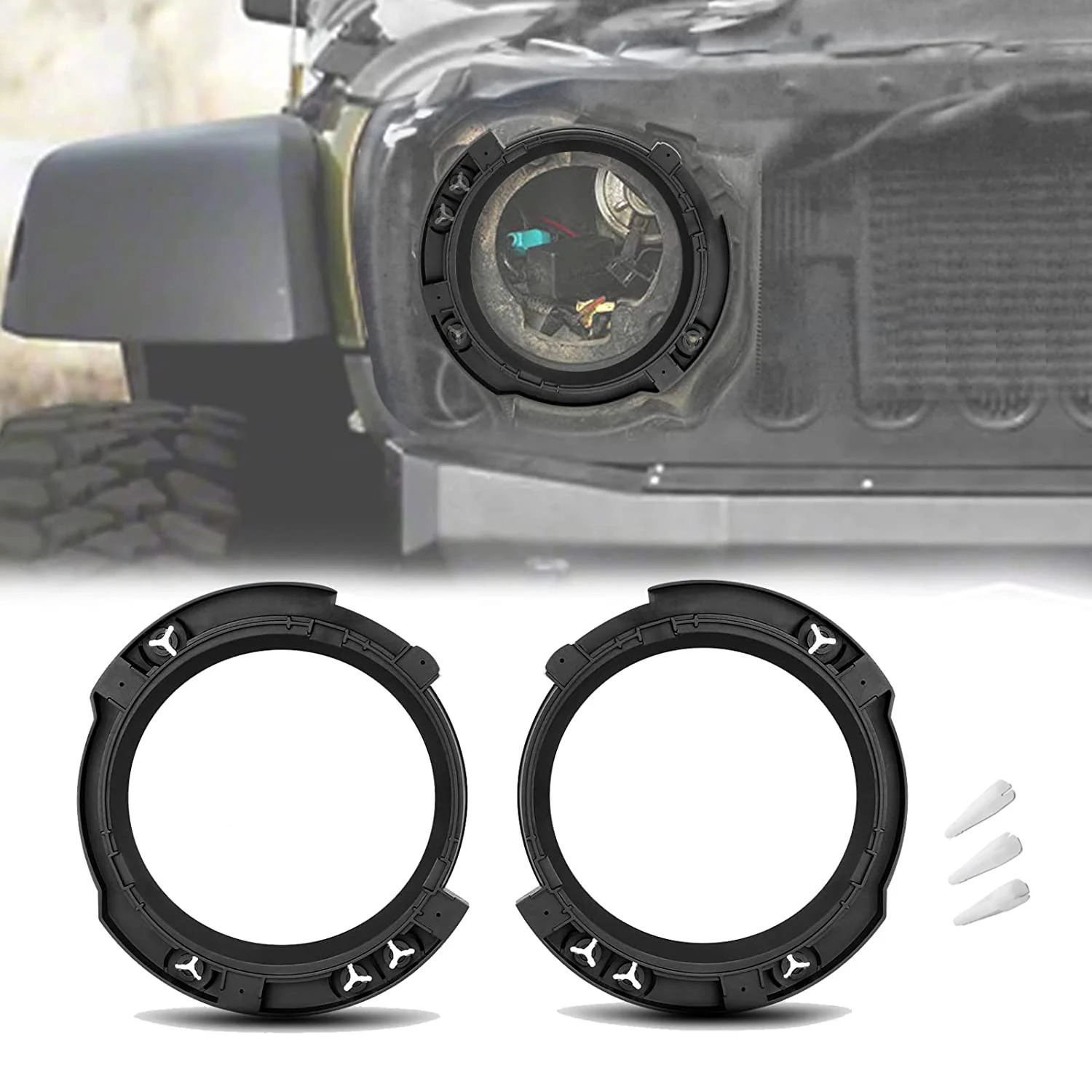 

For Wrangler JK JKU 2007-2018 Headlight Mount Retaining Bracket Ring 7 Inch With 3 Plastic Studs Replacement