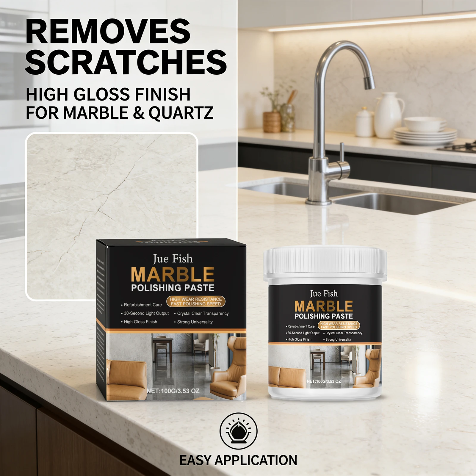 

Паста для полировки мрамора эффективно удаляет пятна от царапин, осветляет, устраняет отпечаток пальца, многофункциональный чистящий крем