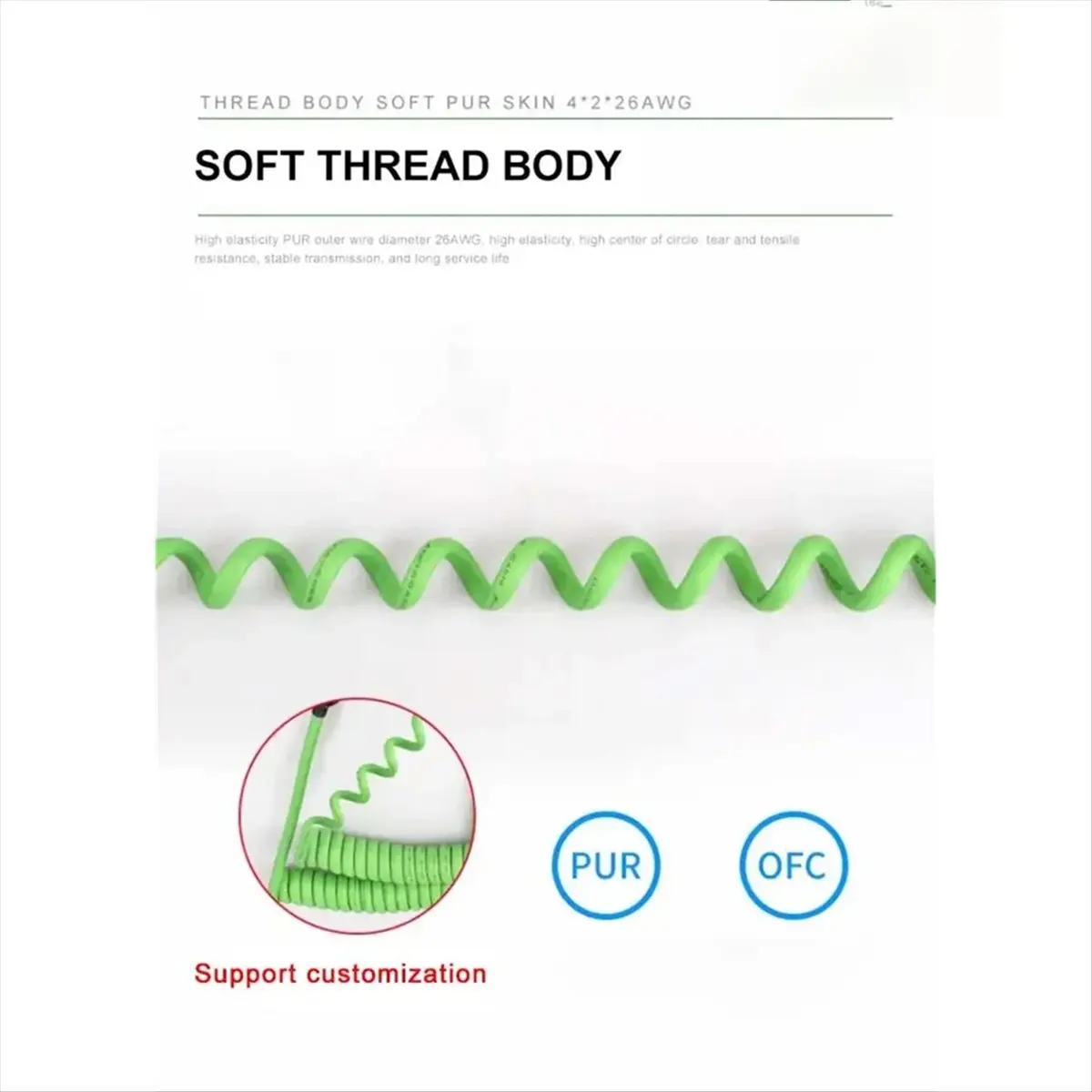 [T28C] CAT6A Gigabit Shielded Spring Network Cable Shielded 8Pin RJ45 Servo Spiral Ethernet Wire CTA6A Industrial Line 5M view 4