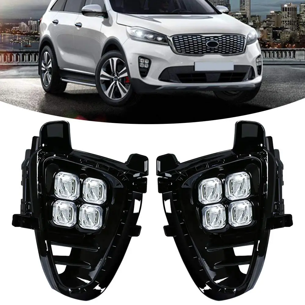 

Автомобильные противотуманные фары в сборе для KIA Sorento LX EX 2019 2020, американская версия, светодиодный белый передний бампер, дневные ходовые огни, аксессуары 12 В
