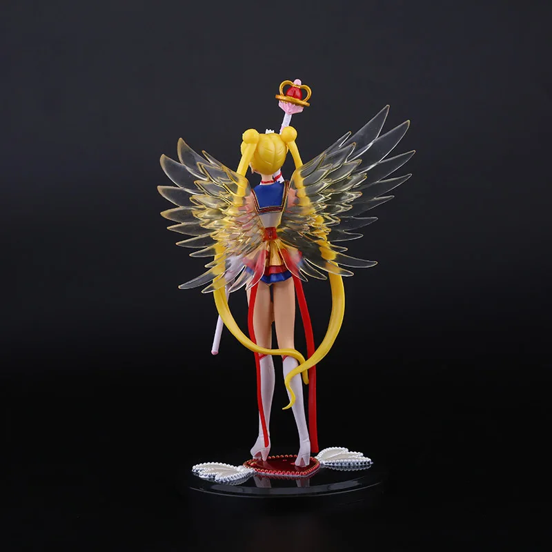 17CM Anime Sailor Moon Action Figures Tsukino Usagi With Wings PVC Doll Wedding Cake Car Desktop Decor Collection Model Gift Toy