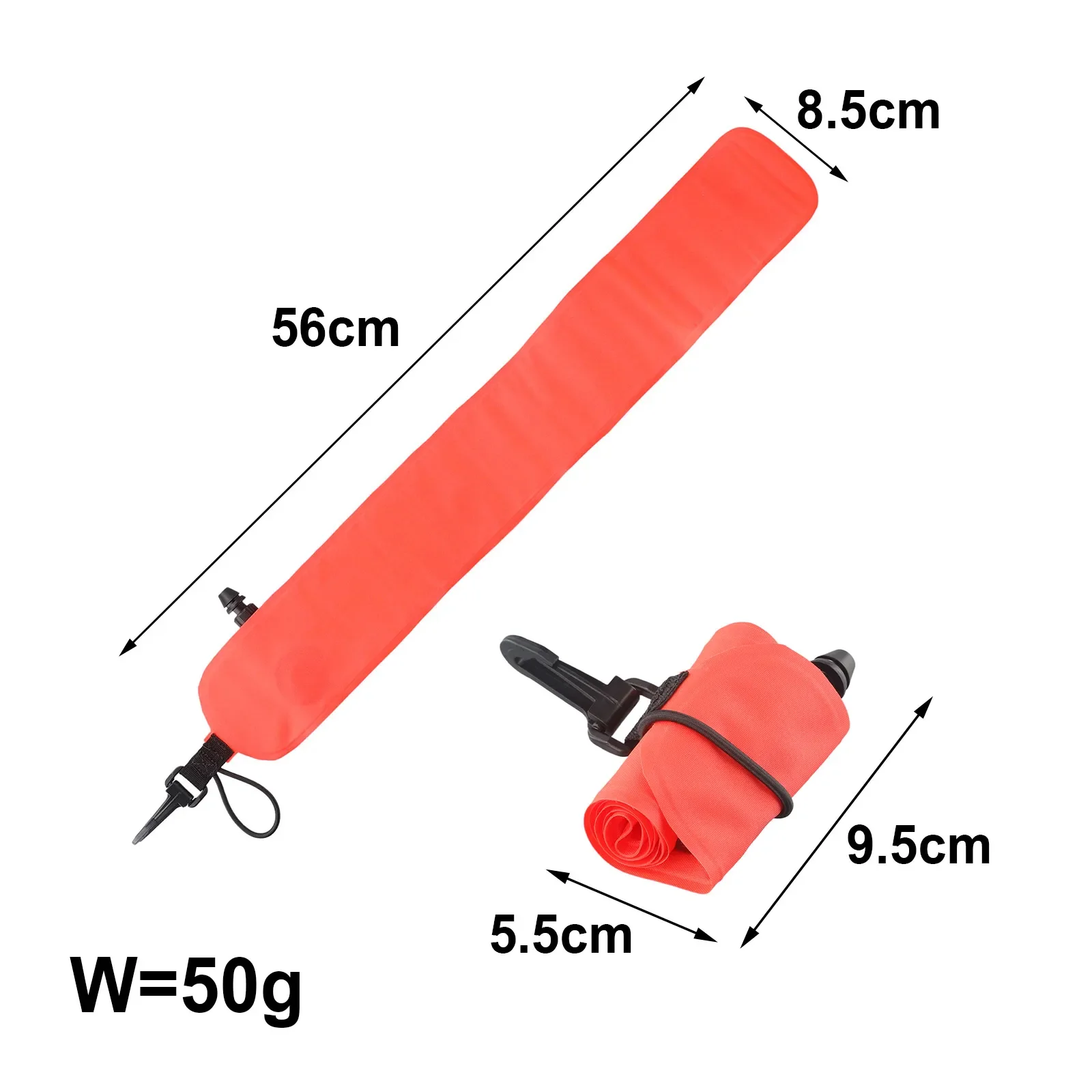 Практичный погружной буй для дайвинга 50 г 210D нейлон Надутый размер 56*8,5 см рулон Размер 9,5*5*5 см ТПУ покрытая ткань