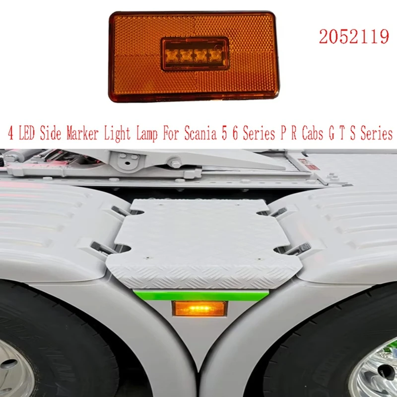 5Pcs Amber 4 LED Side Marker Light Lamp For Scania 5 6 Series P R Cabs G T S Series Truck Warning Light 2052119