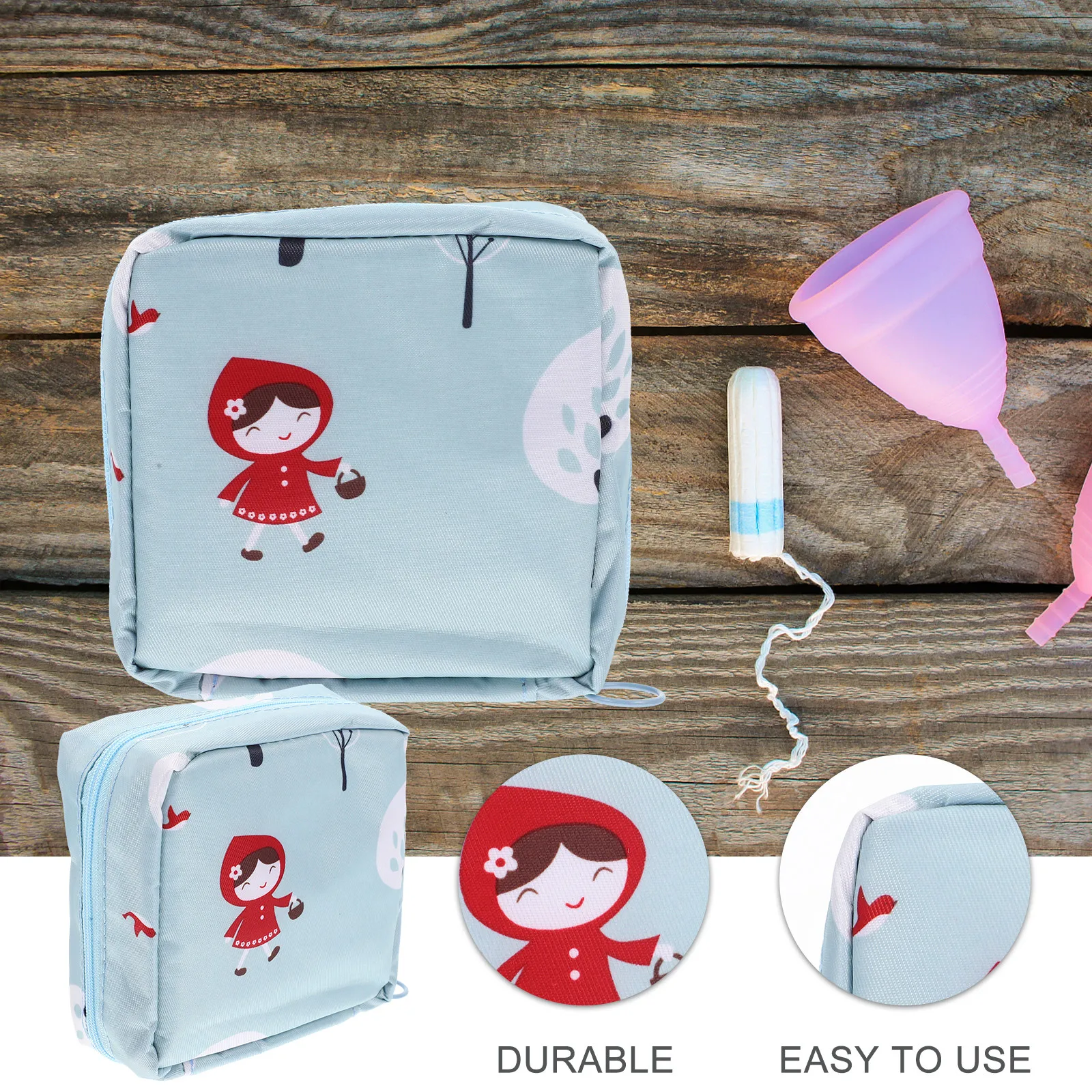 Exquisite Heart-Shaped Sanitary Napkin Storage Bag Lovely Period Pouch Portable Compact Tampon Holder for School Office Daily