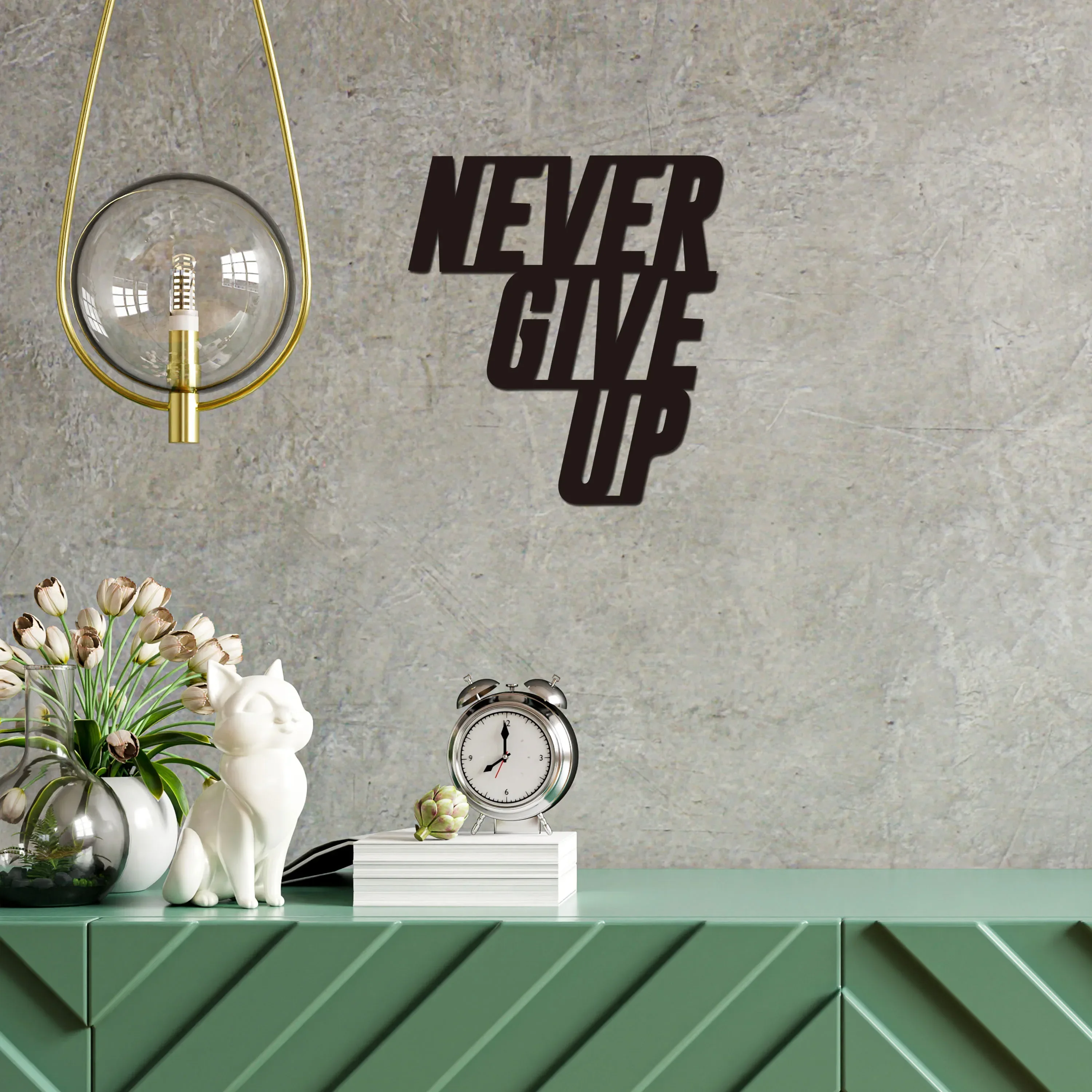 CIFBUY Decoration 1pc Never Give Up Metal Sign Metal Home Decoration Art Wall Hangings Quote Wall Art Metal Sign Nursery Bedroom