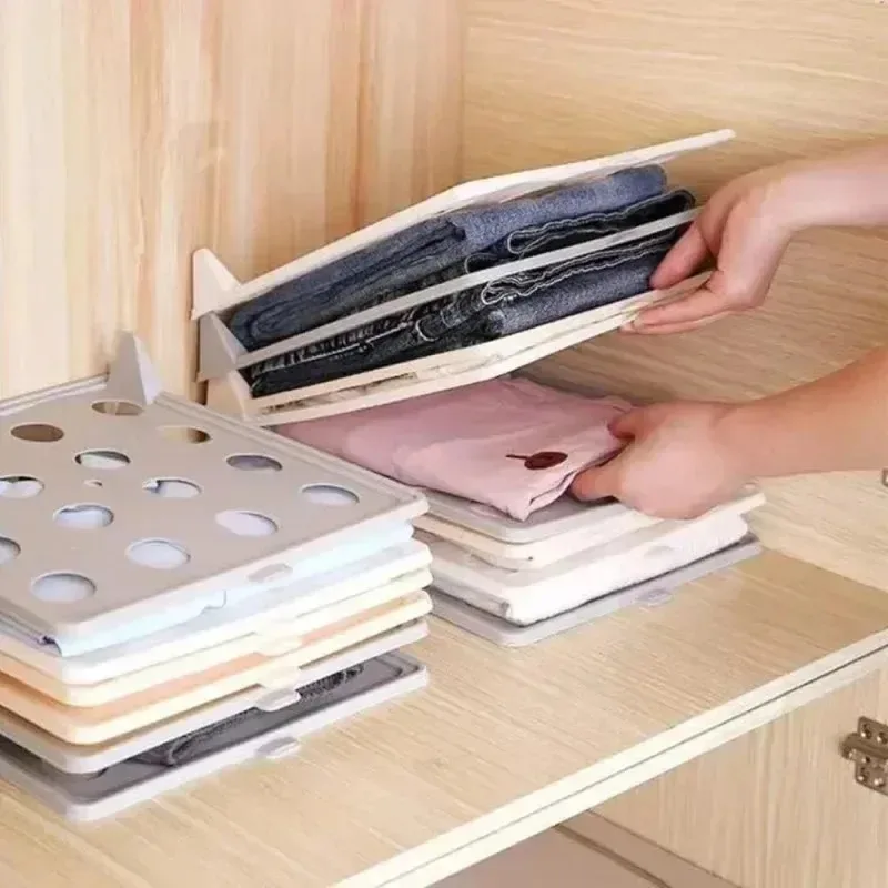 5-10PCS Lazy Clothes Folding Board Foldable Laundry Organizer Multi Layer Storage Rack for T Shirt Sweater Travel Dorm Use view 3