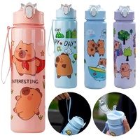 750ml Capybara Cute Water Cup with Straw & Handle Sports Water Bottle Large Capacity Travel Water Cup for Fitness Sports