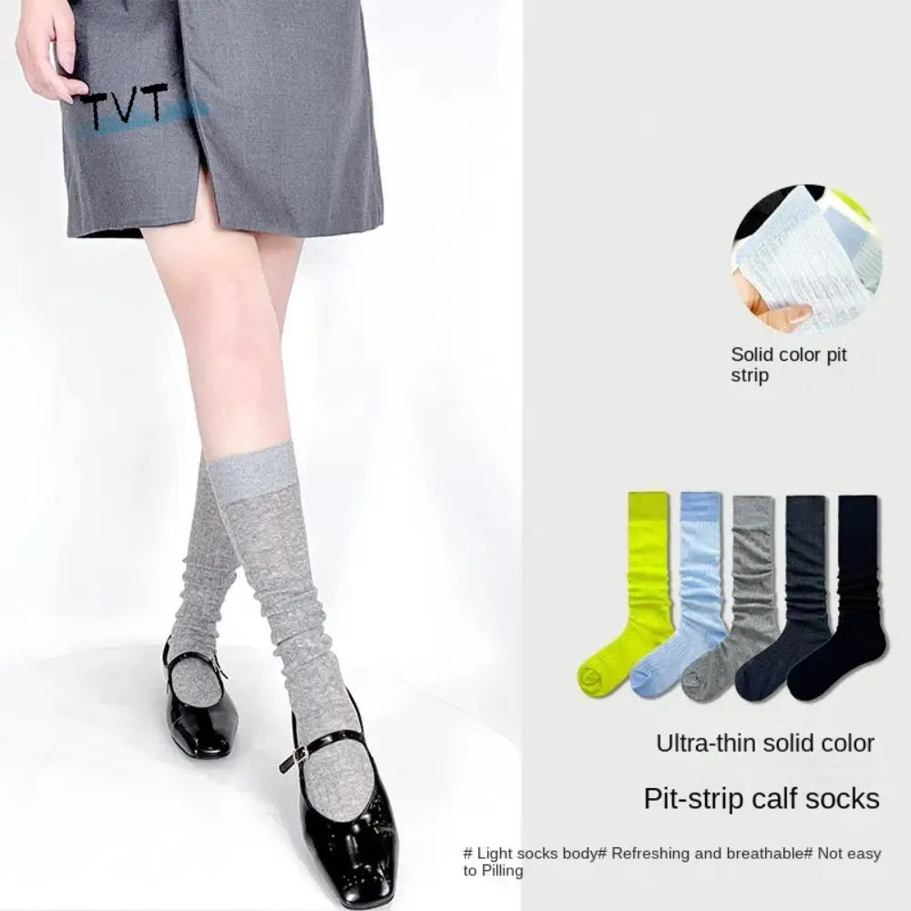 

Милые носки до середины икры в стиле Лолиты JK, хлопковые тонкие гольфы, дышащие однотонные чулки средней длины для девочек