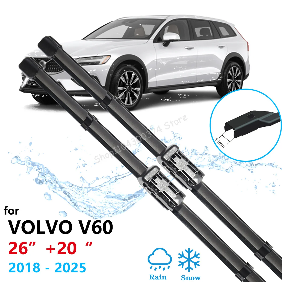 

For Volvo V60 2018 2019 2020 2021 2022 2023 2024 2025 Front Rear Wiper Brushes Windows Windshield Cleaning Auto Car Accessories