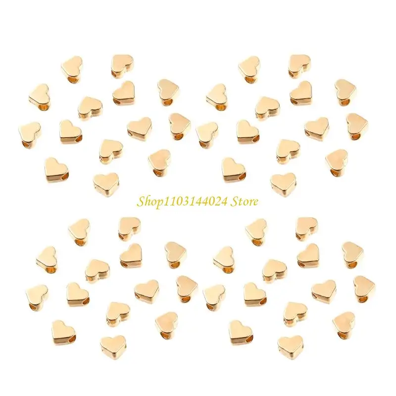 N5KE Jewelry-Making Heart Spacer Beads with Side-Drilled Structure, 100 Pieces for Beaded and Threaded Cord Designs