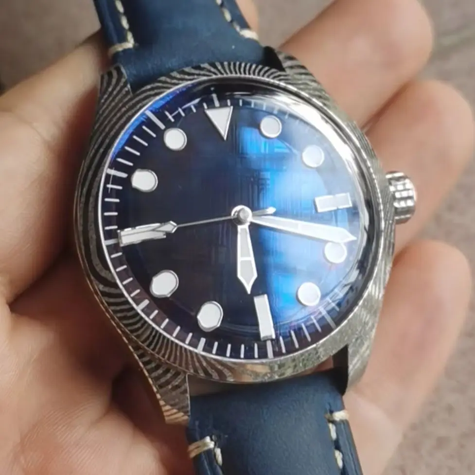 SIDAXIN Men Automatic Watch 40mm Mechanical Wristwatch Damascus Steel Diver 20Bar Waterproof Sapphire Sport Luminous PT5000