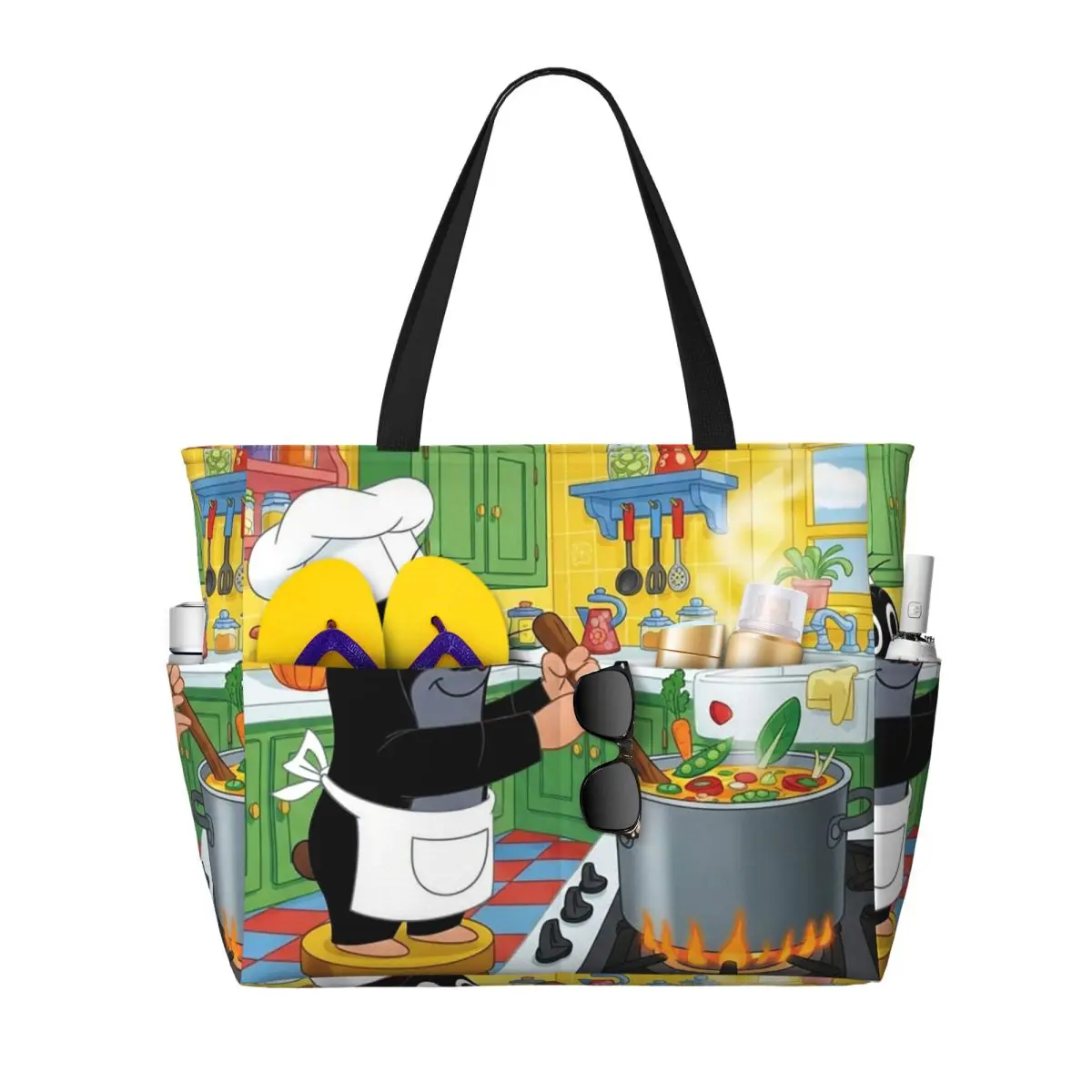 The Little Krtek Mole With Friends Beach Tote Bag Sport Gym Yoga Duffle Large Tote Bag Women Travel Bag Fitness bag