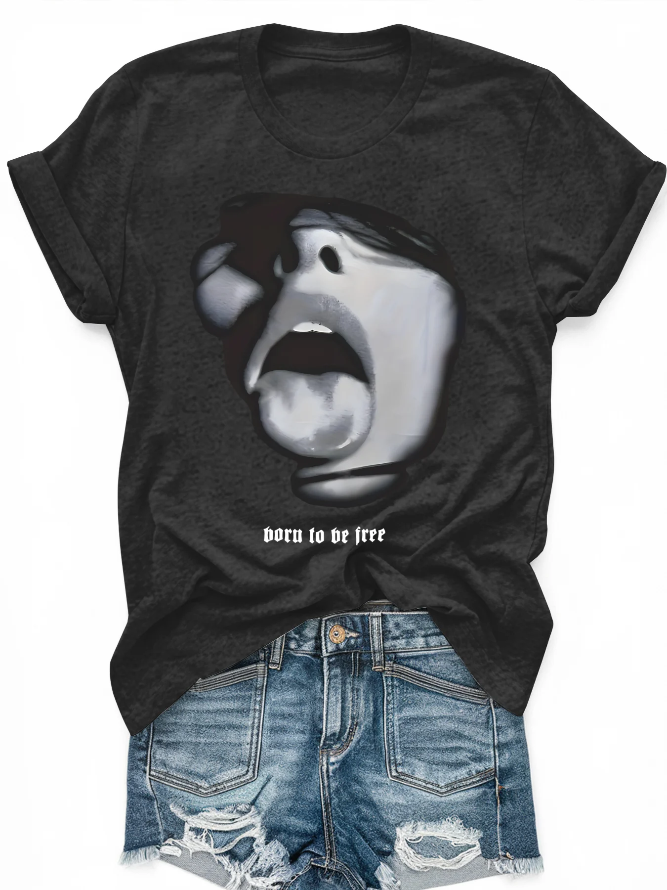 

Women's large-size printed short-sleeved T-shirt, loose and casual, soft, comfortable and breathable, outdoor sports