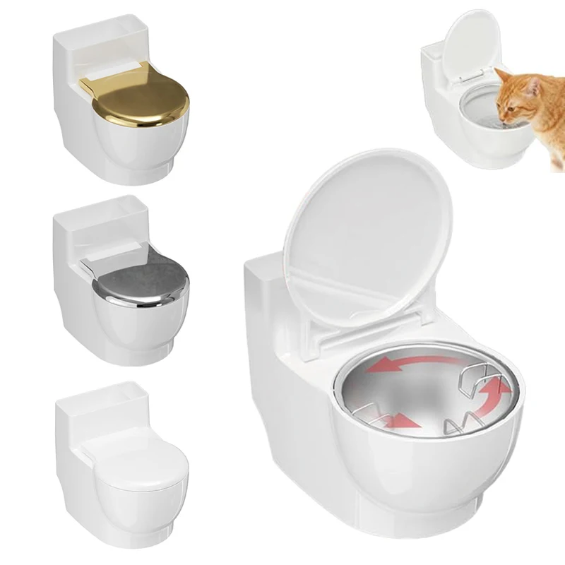 Bebedero para Gatos con Forma de Inodoro, Dispensador de Agua para Mascotas con Forma de Inodoro para Perros y Gatos, Divertido Bebedero Pequeño para Perros y Gatos con Gravedad Divertida