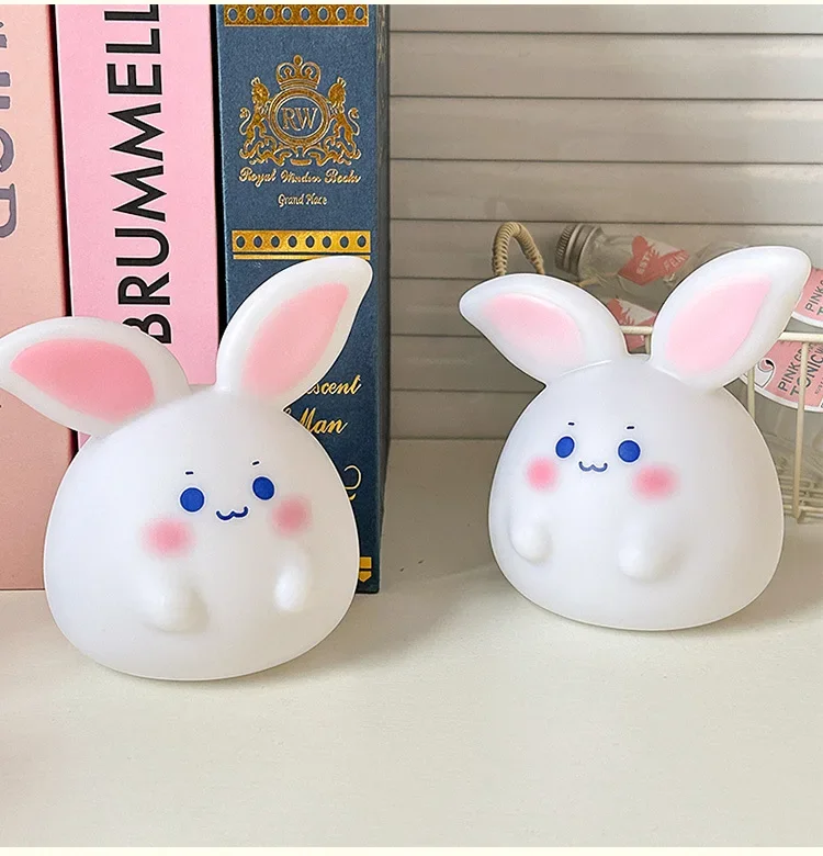 Criativo Cartoon Cute Leather Rabbit Night Light, Bedside Bedside Atmosphere Light, Desktop Decoration, Birthday Gift