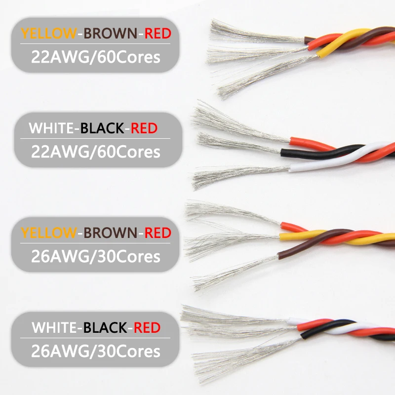 2 - 100 متر 26/22AWG الملتوية سيرفو تمديد كابل JR Futaba الملتوية سلك الحبل الرصاص ل RC نموذج الملحقات 30/60 النوى الأسلاك النحاسية