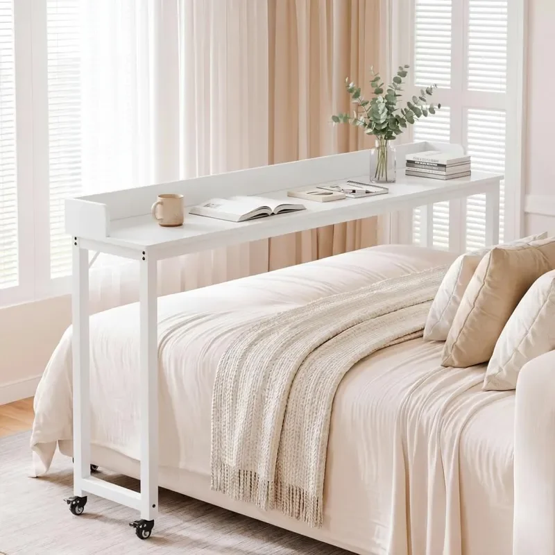 Overbed Table with Wheels 16 D x 71 W x 41 H Mobile Bed Desk