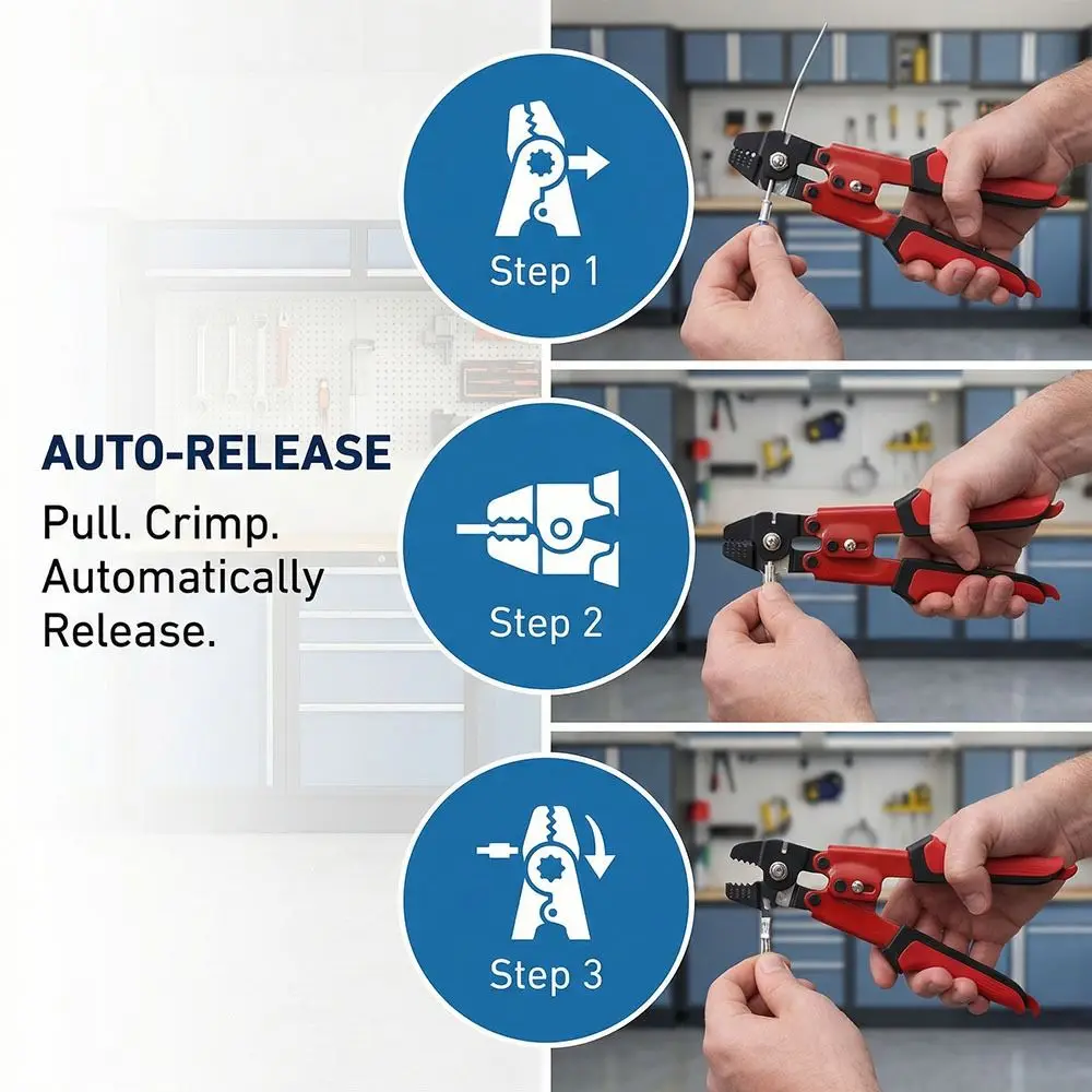 アルミ圧着ループワイヤーロープ圧着工具切断機能付きピーラースリーブ圧着工具圧着範囲01-22mm