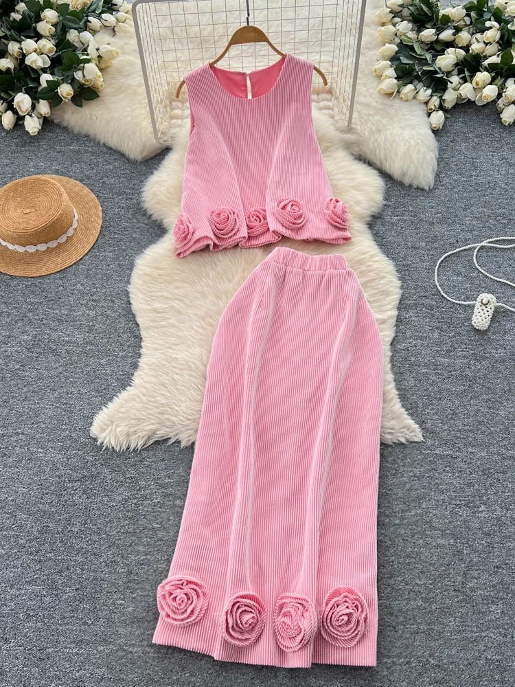 

Топ Ele round Ne Svel с 3D цветочным дизайном и комплектом утягивающей юбки для молодых женщин Summer Faion High End Feel