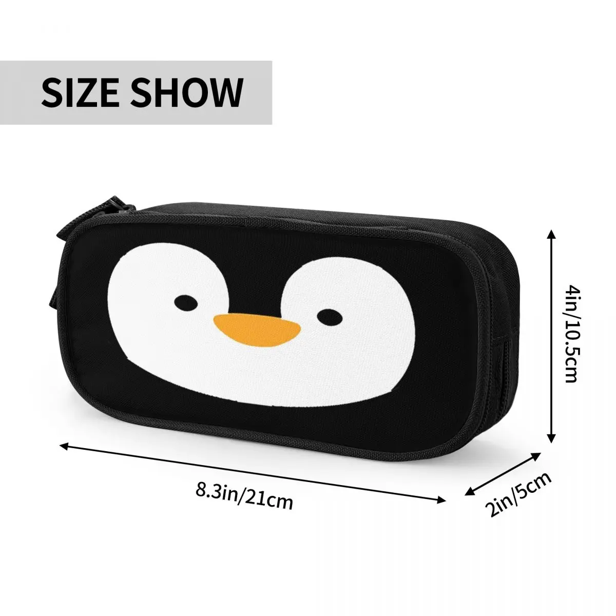 Creative Cute Penguin Face Pencil Case Cartoon Animal Pencilcases Pen Box for Student Big Capacity Bag School SuppliesStationery