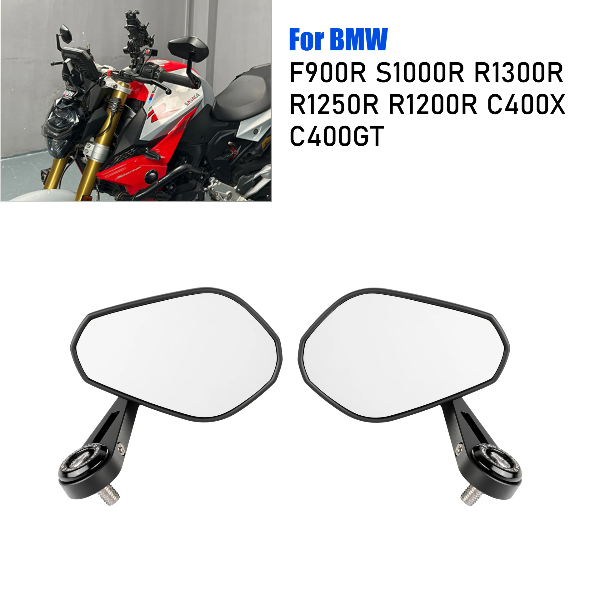 

For BMW R1250RS F900R C400X S1000R C400GT R1300R R1200R Motorcycle Handlebar End Mirror Adjustable Bar End Side Rearview Mirrors
