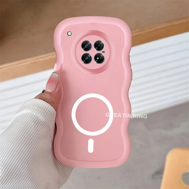 For Infinix Zero 40 4G 5G Magnetic Case Candy Color Soft TPU Macaron Wave With Wireless Charging Sticker