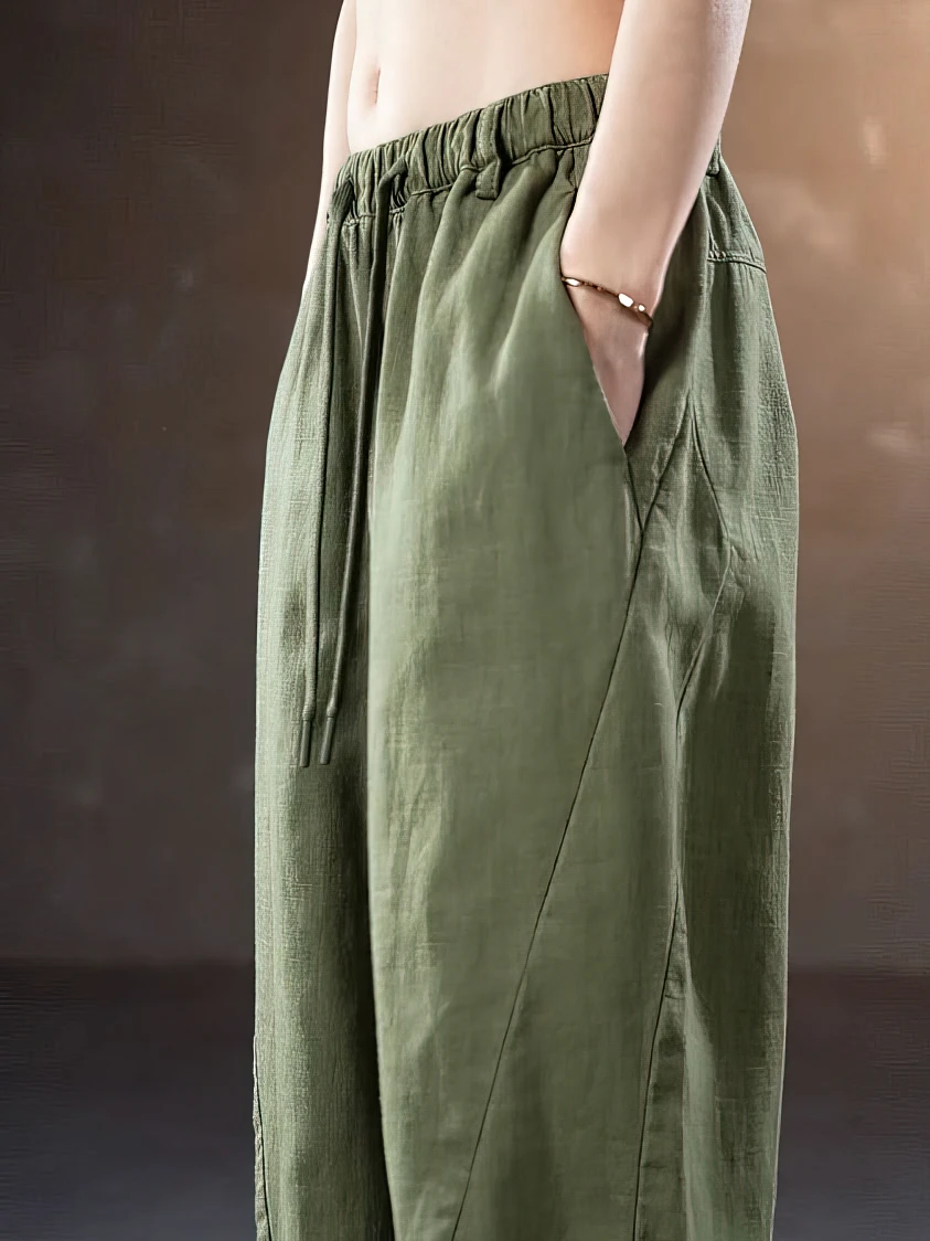 Summer Thin Cotton Linen Casual Wide leg Oversize Pants Baggy Loose Joggers Harem Trousers 2024 New