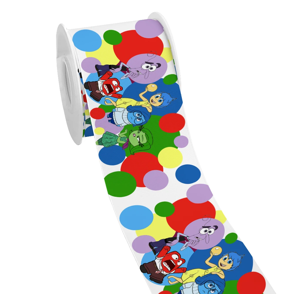 MINIS Disney Cartoon Inside Out 2 Character Printing nastro in Grosgrain 5Yards per fiocchi per capelli fai da te Merry Party Dec Meterials