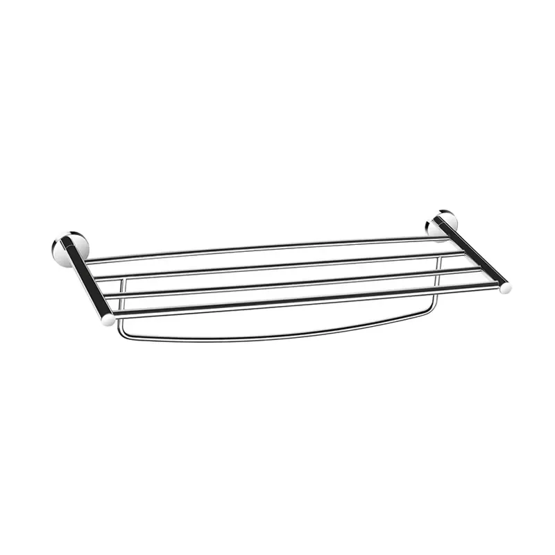 Modern Chrome Brass Towel Rail Wall Mounted Double Shelf Bathroom Hardware Accessory for Hotel Apartment Decor Storage Rack