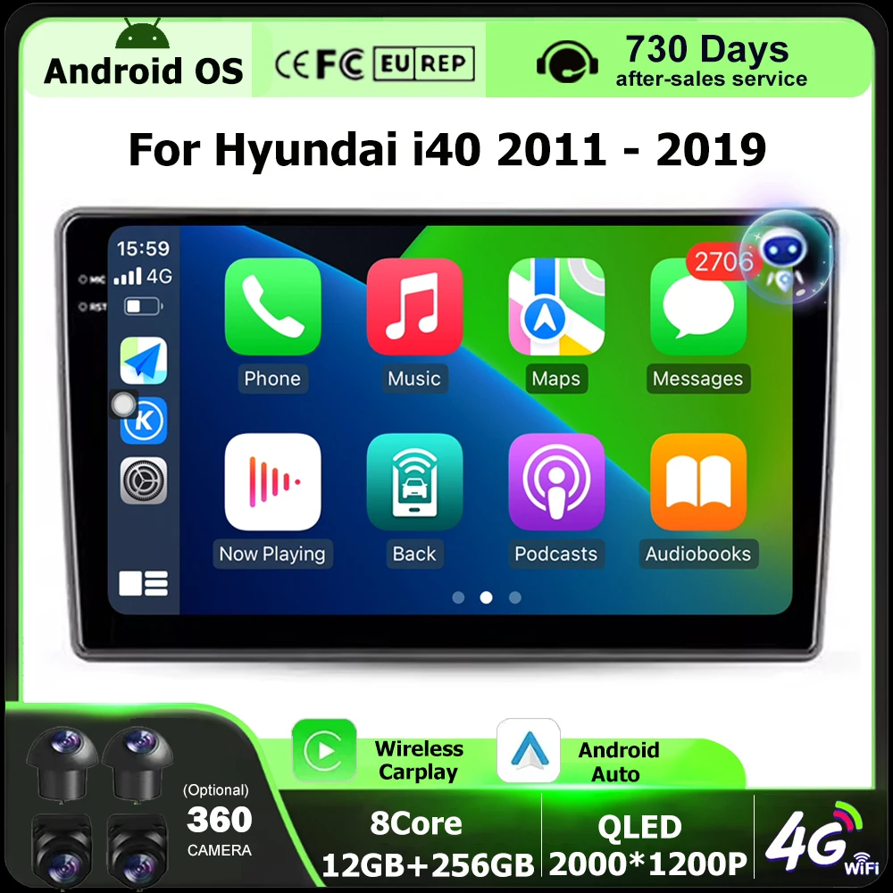 

Android 16 Auto For Hyundai i40 2011 - 2019 Car Radio Multimedia Video Player GPS Navigation Stereo Carplay Bluetooth 4G WIFI