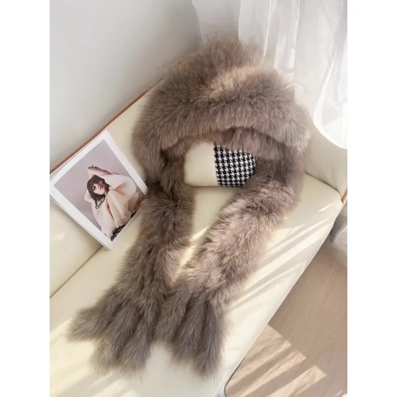 Fox fur hat, scarf whole leather, double-sided woven real hair, integrated to keep out the cold, fur, women's hat