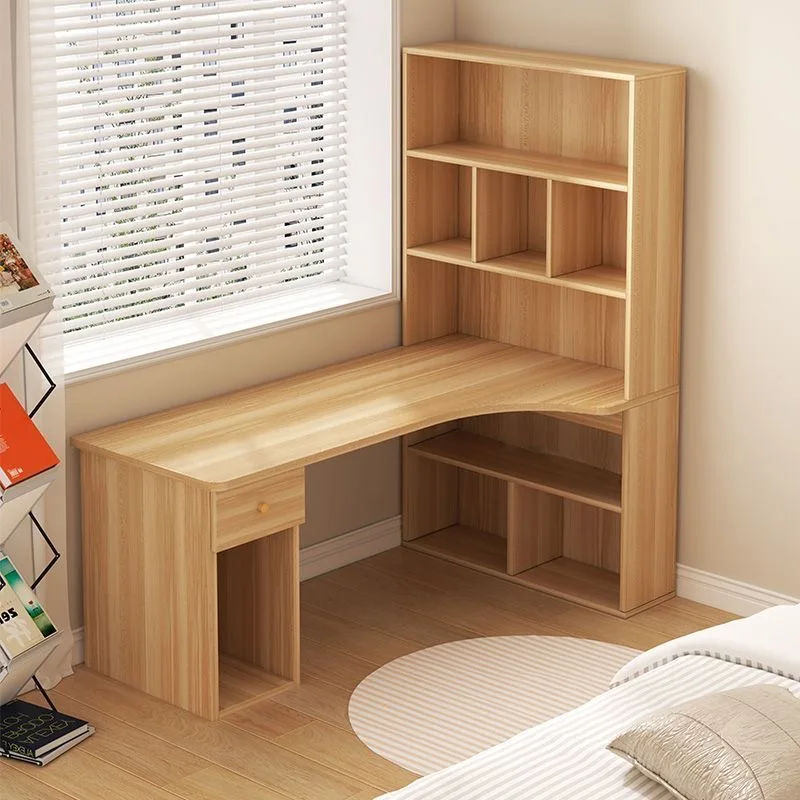 Computer Desk Bookshelf Drawers Integrated Large Laptop Home Bedroom Student Study Writing Desk Storage Office Makeup Table