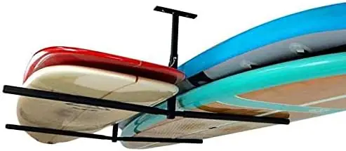 

Overhead Paddle Board Storage Rack - Heavy Duty Ceiling Mount Hanger for Surfboards, Adjustable Garage Organizer for SUP