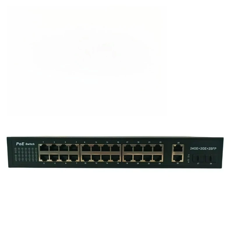 24-Port Unmanaged PoE Switch with QoS and VLAN Support for CCTV/IP Cameras 10/100/1000Mbps